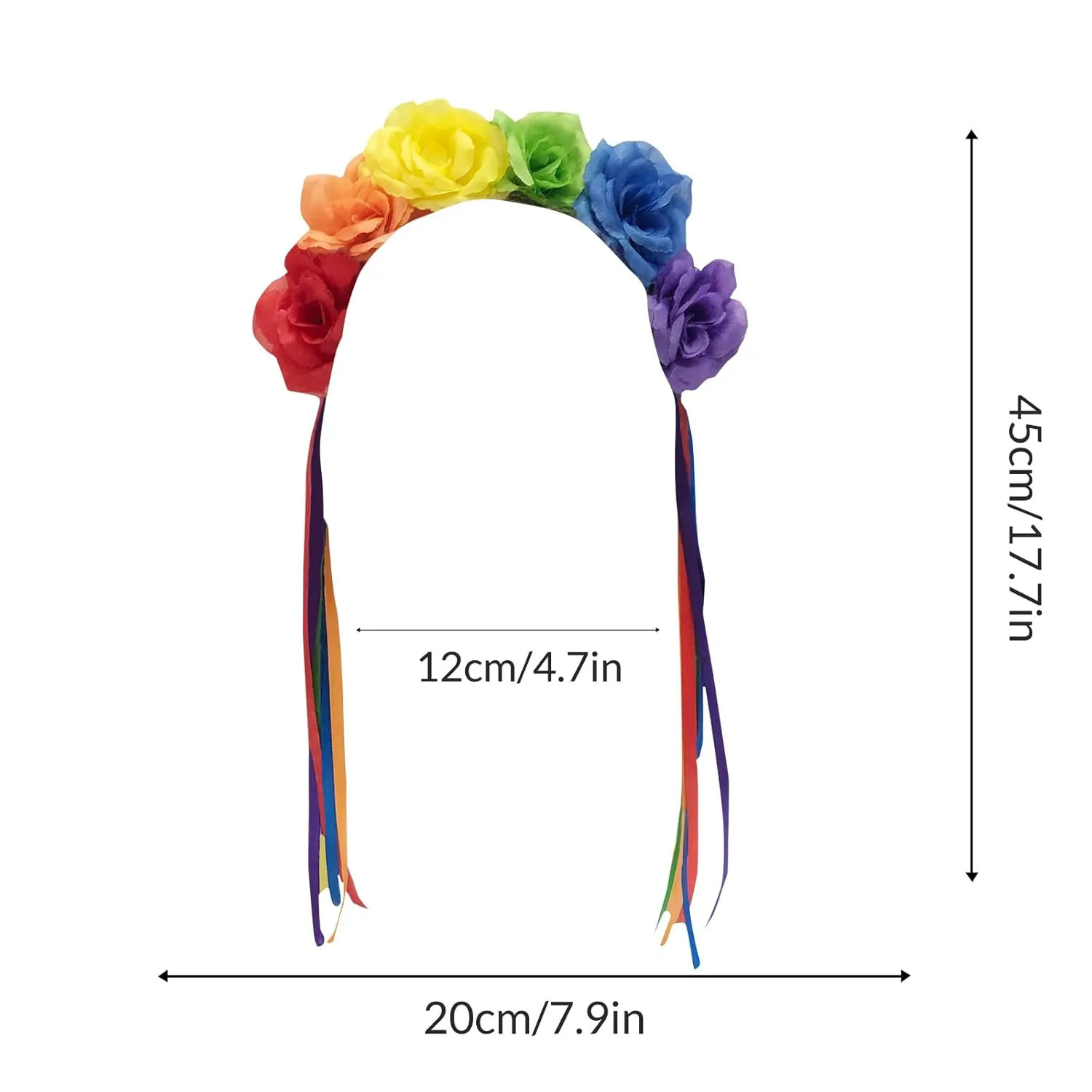 1 PC Pride Rainbow Headband Rose Flower Crown Boho Outfits for Women Ribbon Holloween Gay Pride Accessories Lgbtq Bisexual Pride Outfits for Women