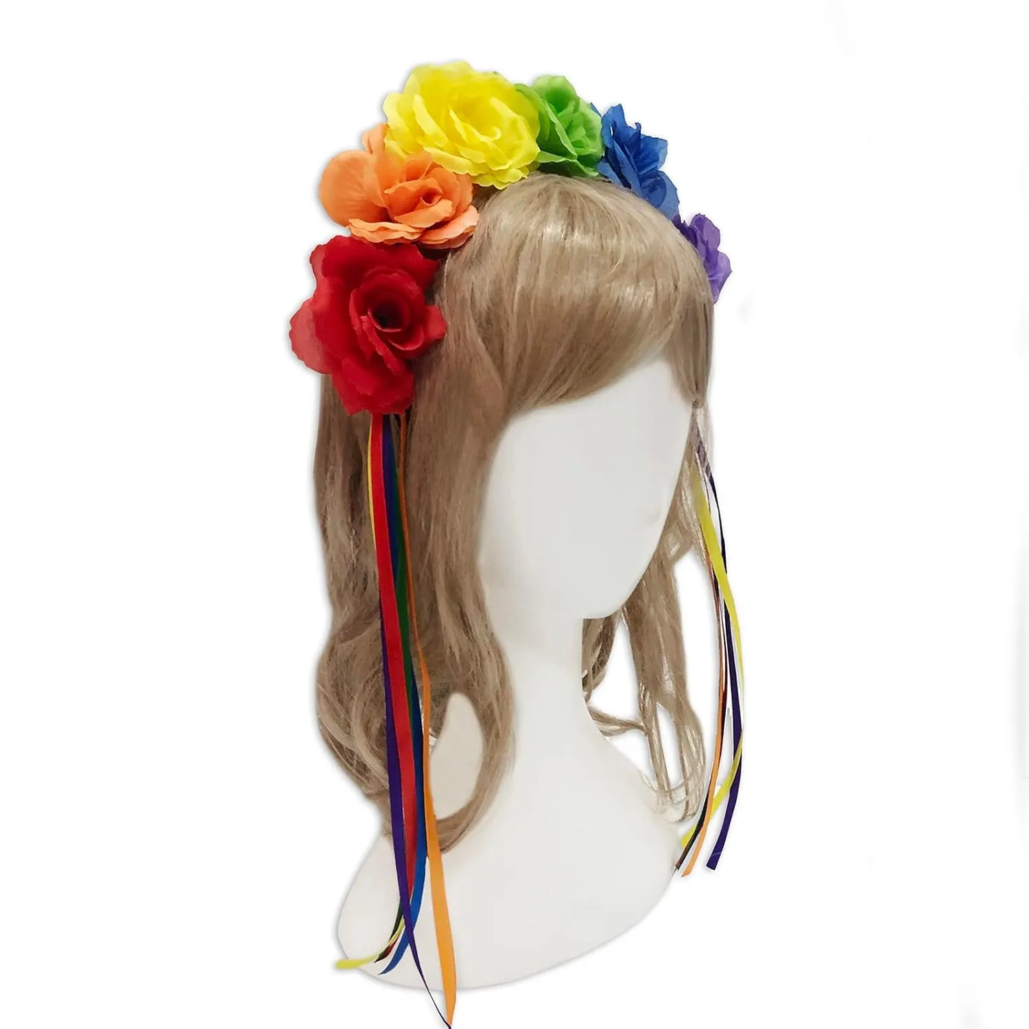1 PC Pride Rainbow Headband Rose Flower Crown Boho Outfits for Women Ribbon Holloween Gay Pride Accessories Lgbtq Bisexual Pride Outfits for Women