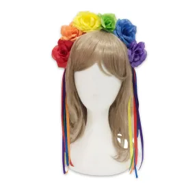 1 PC Pride Rainbow Headband Rose Flower Crown Boho Outfits for Women Ribbon Holloween Gay Pride Accessories Lgbtq Bisexual Pride Outfits for Women