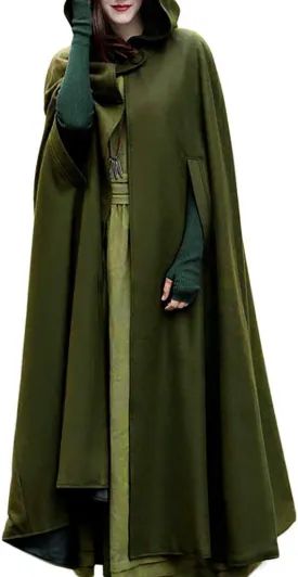 2023 Fall Fashion Windproof Hooded Open Front Cardigan, Women Long Poncho Cape Coat Winter Cloak Trench Outwear Jacket