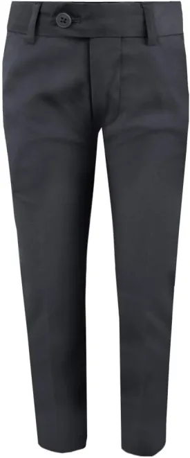 Black n Bianco Boys' First Class Slim Fit Trousers Dress Pants Gently Tapered Flat Front - Presented by Baby Muffin
