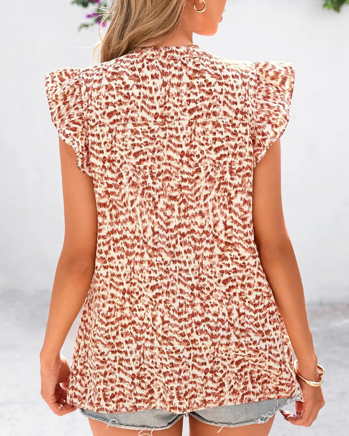 BTFBM Summer Tops for Women 2025 Trendy Cap Sleeve V Neck Floral Dressy Casual Blouse Shirts Cute Tops T Shirts