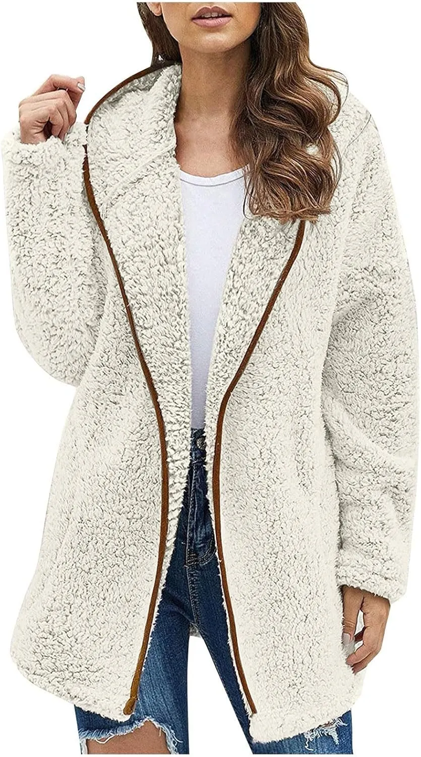 ChicCrate Women's Winter Coat 2025 Sherpa Fleece Shearling Trendy Jackets Warm Clothes Oversized Open Front Cardigan Outwear