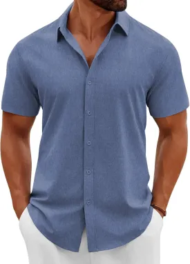 COOFANDY Men's Button Down Shirts Short Sleeve Casual Summer Beach Shirts Vacation Wedding Shirts