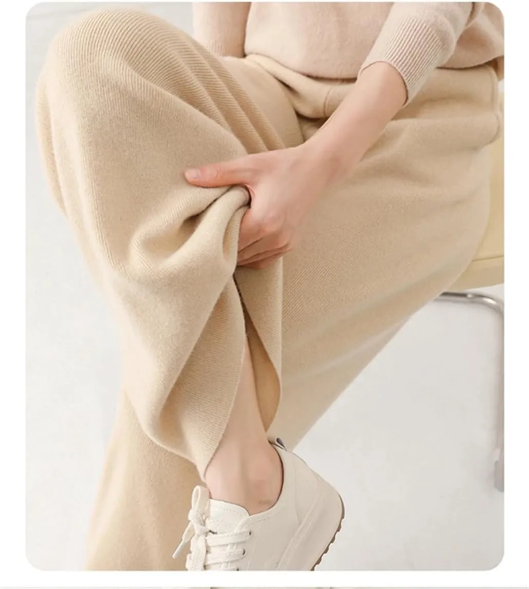 DBFBDTU Wool Wide Leg Pants Women's High Waisted Straight Leg Floor Pants Outerwear Pants