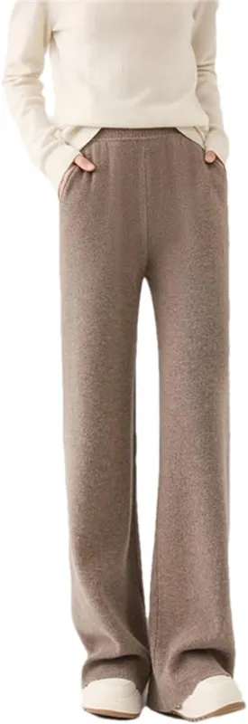 DBFBDTU Wool Wide Leg Pants Women's High Waisted Straight Leg Floor Pants Outerwear Pants