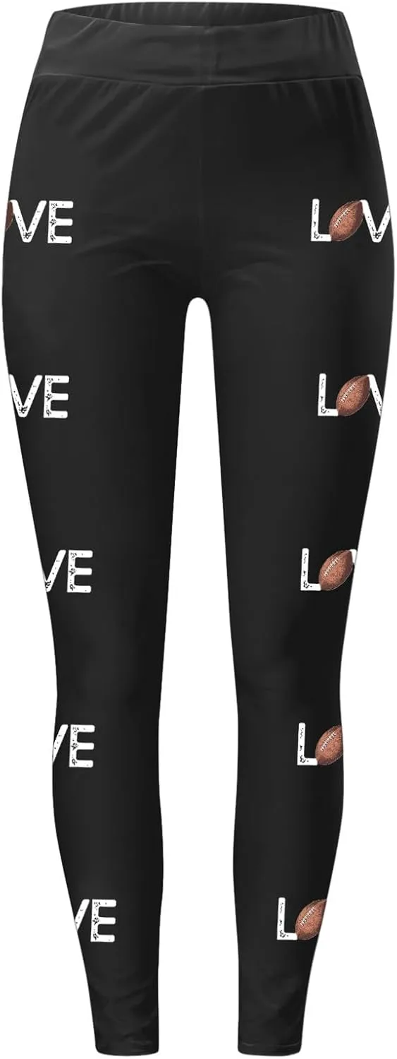 Football Leggings for Women High Waisted Pants for Women Tummy Control Leggings Yoga Pants Soft Buttery Tights