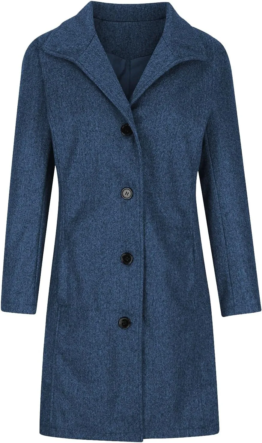 Hvyesh Womens Wool Trench Pea Coats 2024 Winter Jackets Trendy Notch Lapel Double Breasted Mid Long Warm Jacket Overcoat