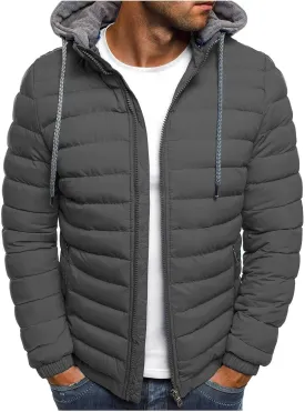 lcziwo Men's Winter Jacket Big and Tall Lightweight Zip up Puffer Quilted Jackets Casual Loose Padded Warm Hooded Coats