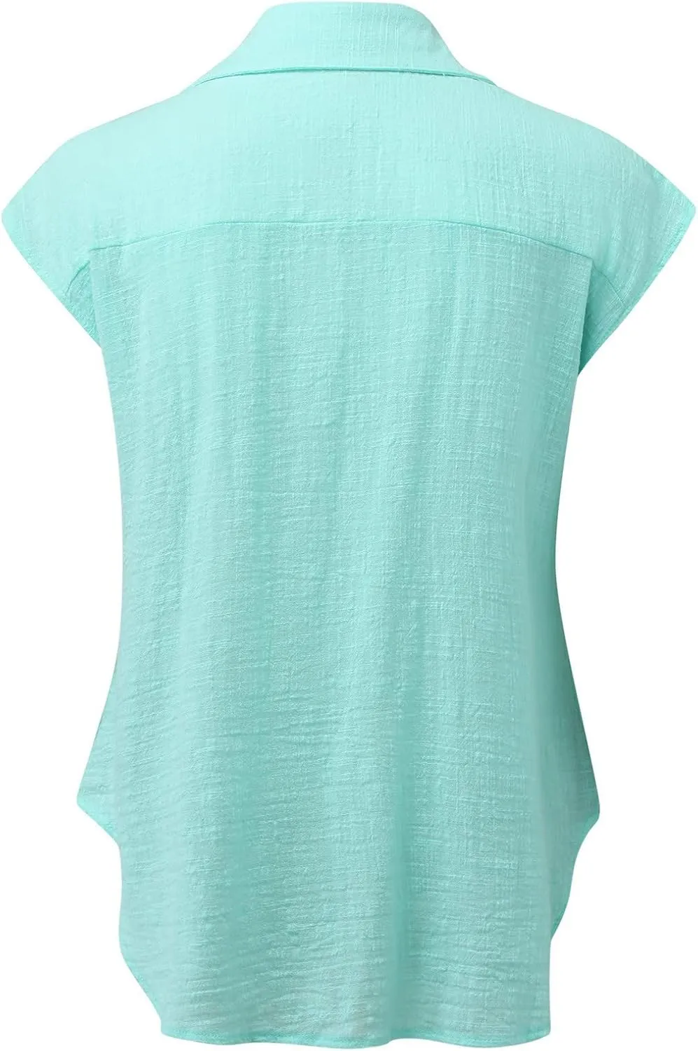 LRMQS Linen Shirts for Women Summer 2024 Button Down Lapel Cap Sleeve Shirt Tops Casual Beach Trendy Cotton Gauze Clothing