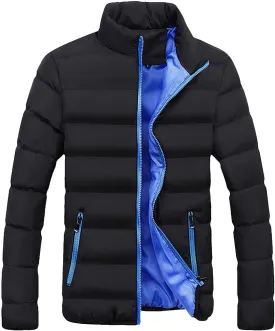 Men Winter Coat Thick Quilted Puffer Jacket Outdoor Ski Jacket Stand Collar Down Jacket Lightweight Packable Puffer Jacket