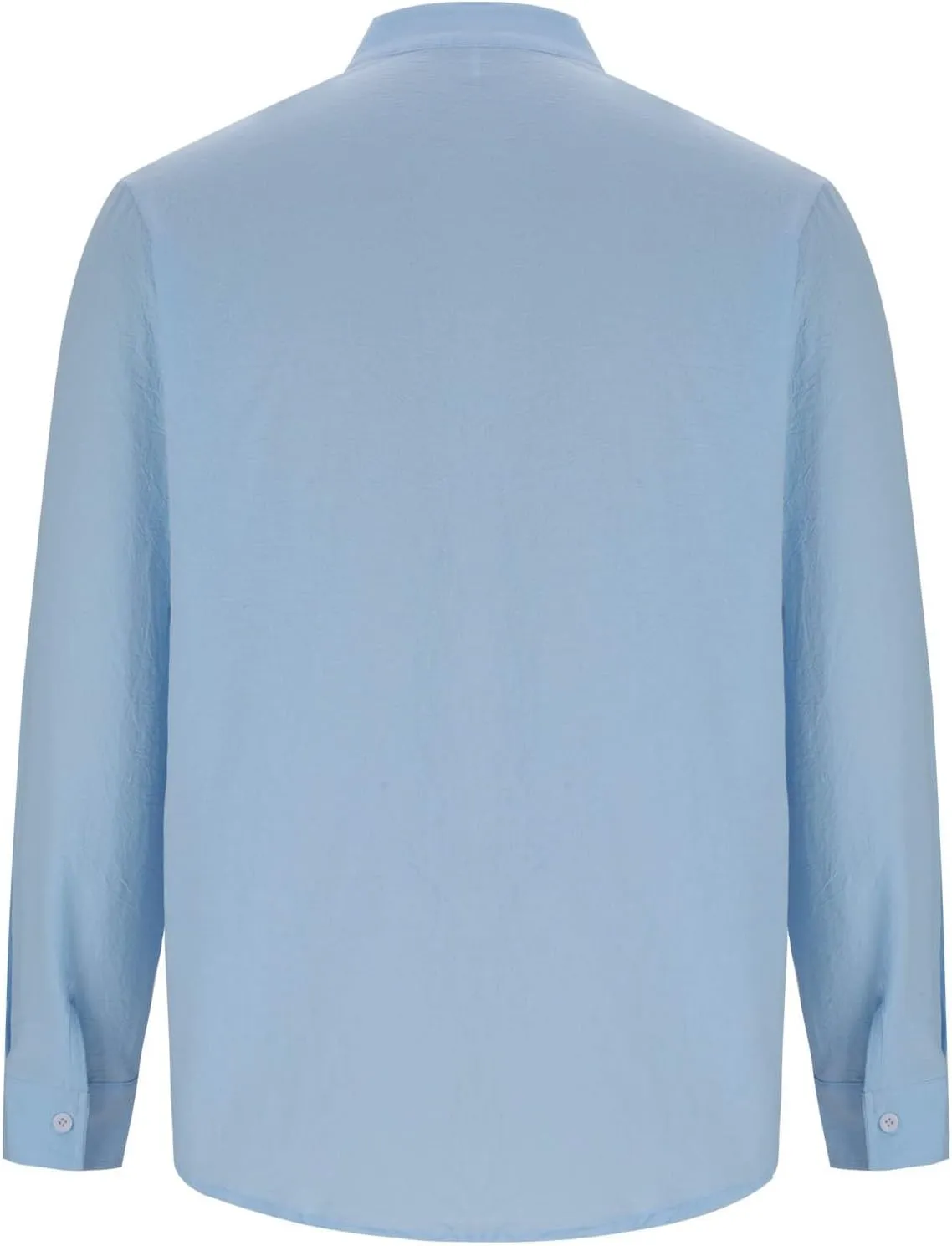 Mens Casual Cotton Linen Long Sleeve Banded Collar T Shirts Summer Plain Button Down Beach Vacation Tops with Pocket