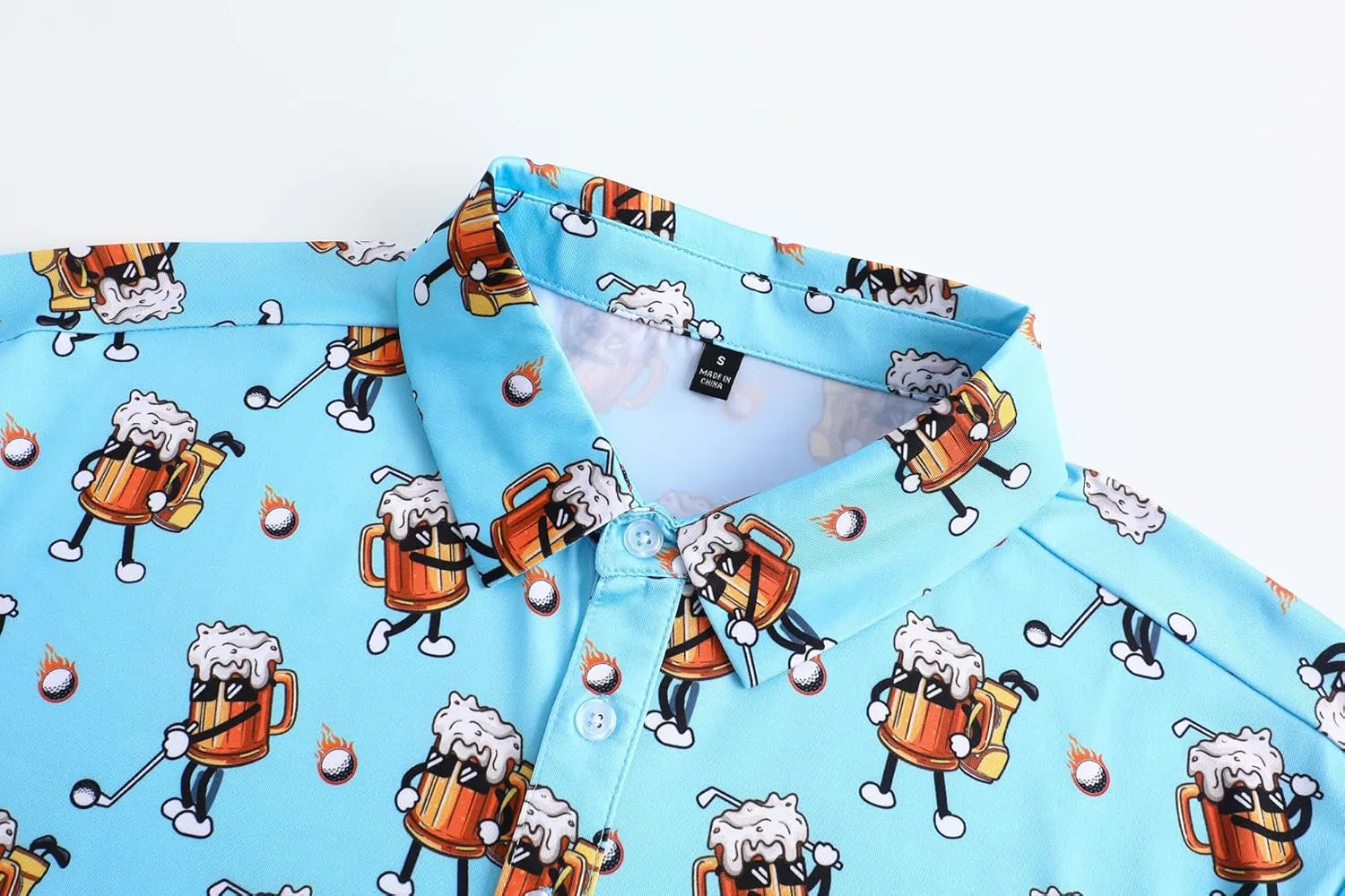 Mens Golf Polo Shirts Short Sleeve Performance Moisture Wicking Dry Fit Casual Print Funny Golf Polo Shirts for Men