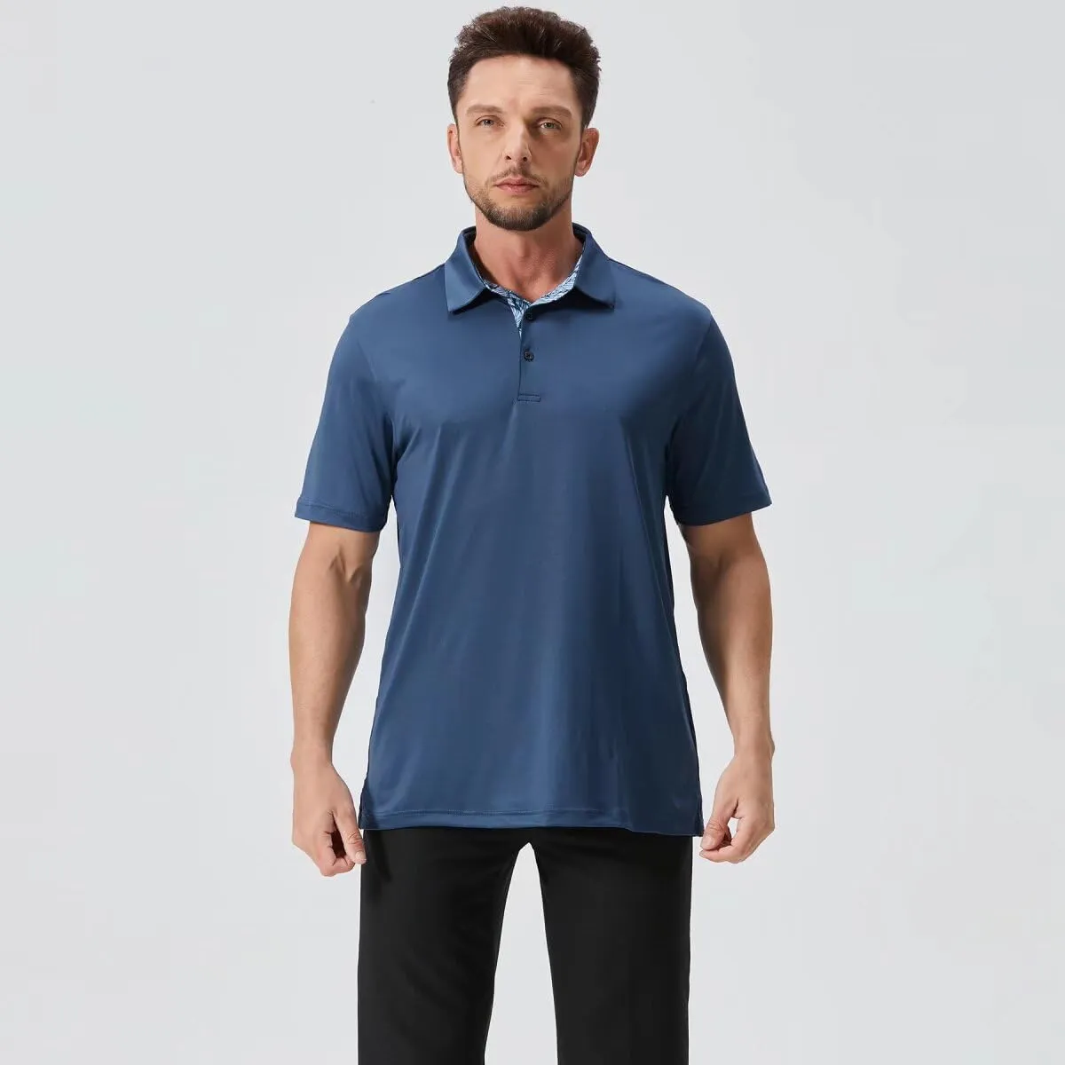 Mens Golf Shirts Dry Fit Short Sleeve Casual Performance Solid Collared Polo Shirts for Men