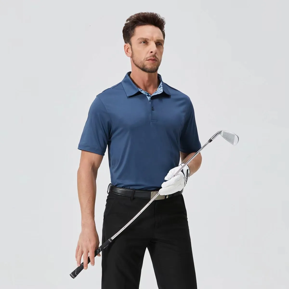 Mens Golf Shirts Dry Fit Short Sleeve Casual Performance Solid Collared Polo Shirts for Men