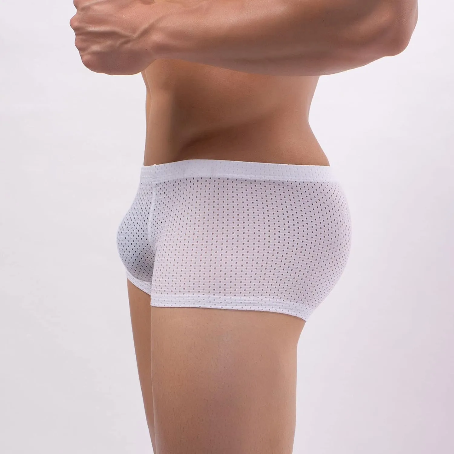 Mens Underwear Boxers Men's Solid Mesh Net Breathable Reguard Rise Pouch Boxer Briefs Sports Underpants Trunks