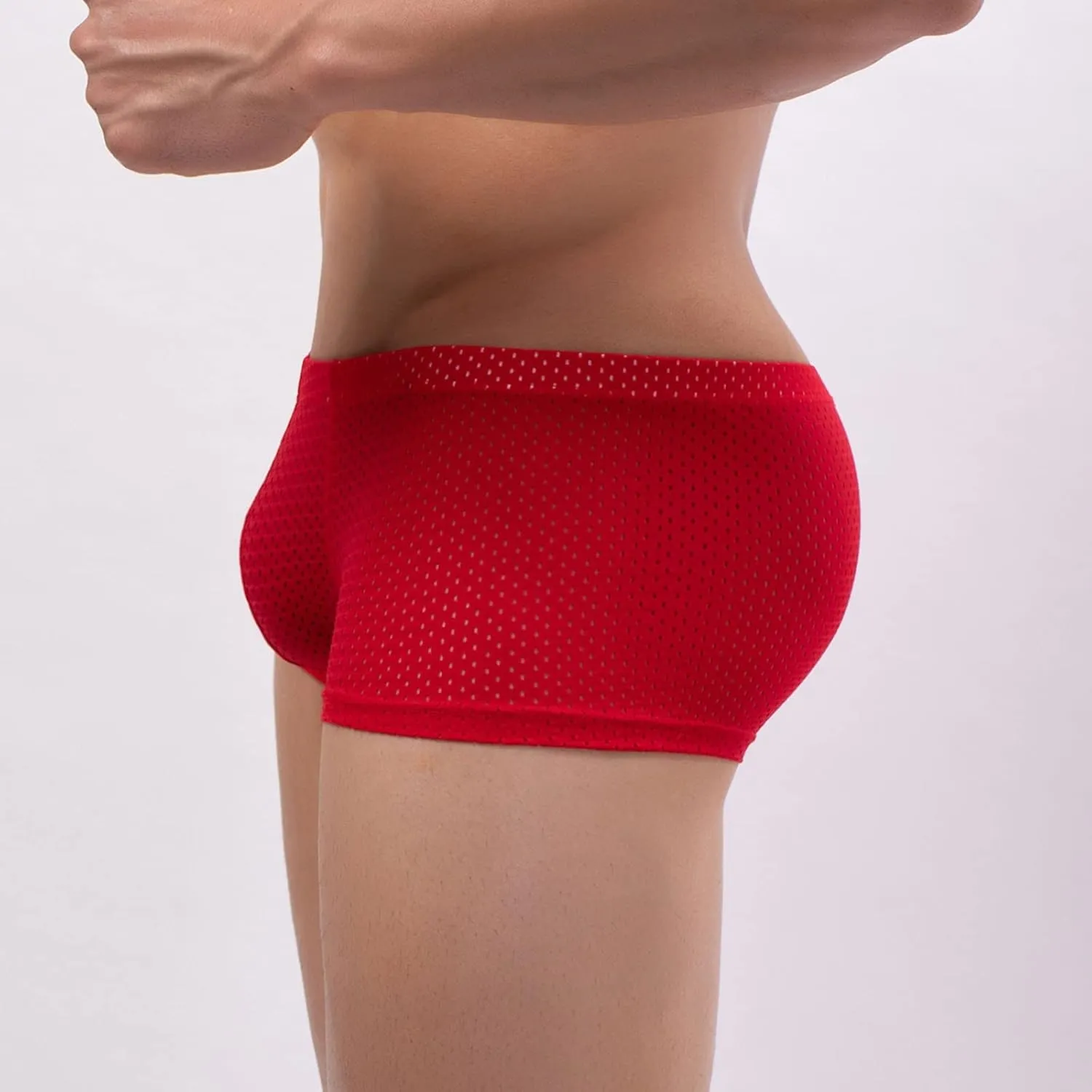 Mens Underwear Boxers Men's Solid Mesh Net Breathable Reguard Rise Pouch Boxer Briefs Sports Underpants Trunks