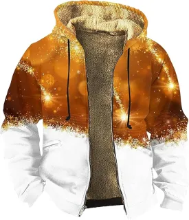 Mens Winter Coats Warm Jacket with Hood Pocket Western Cowboy 3D Printed Hooded Puffy Hooded Insulated Thicken