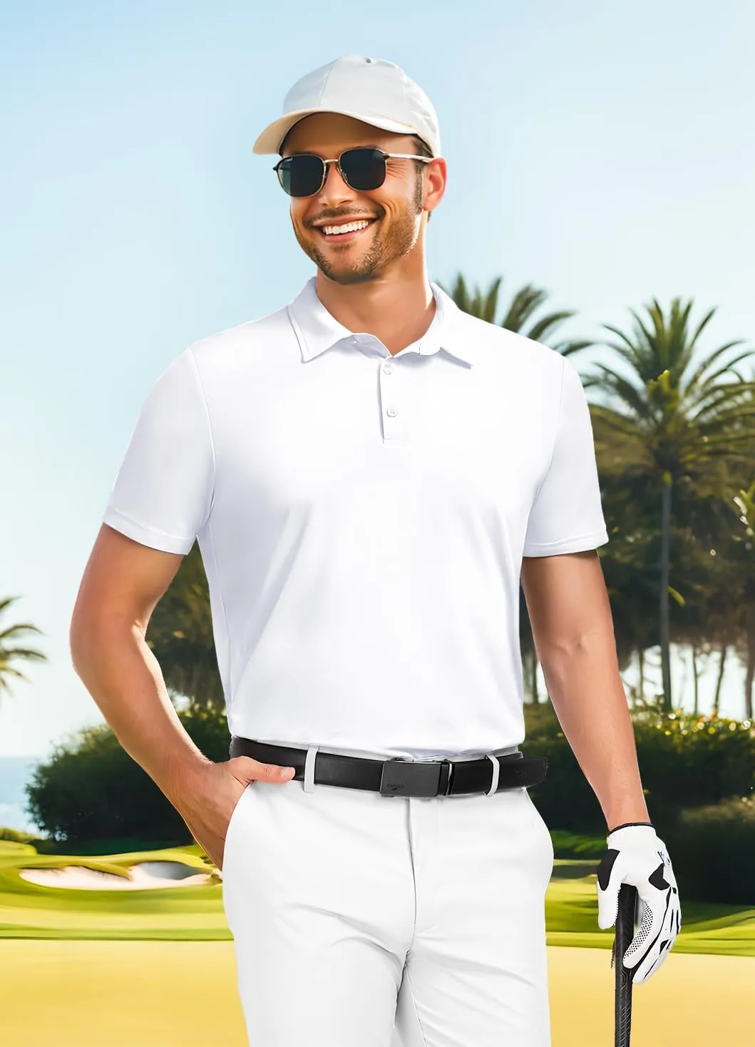 PEGENO Mens Polo Shirts Short Sleeve Golf Shirts Moisture Wicking Athletic Casual Polo Shirts