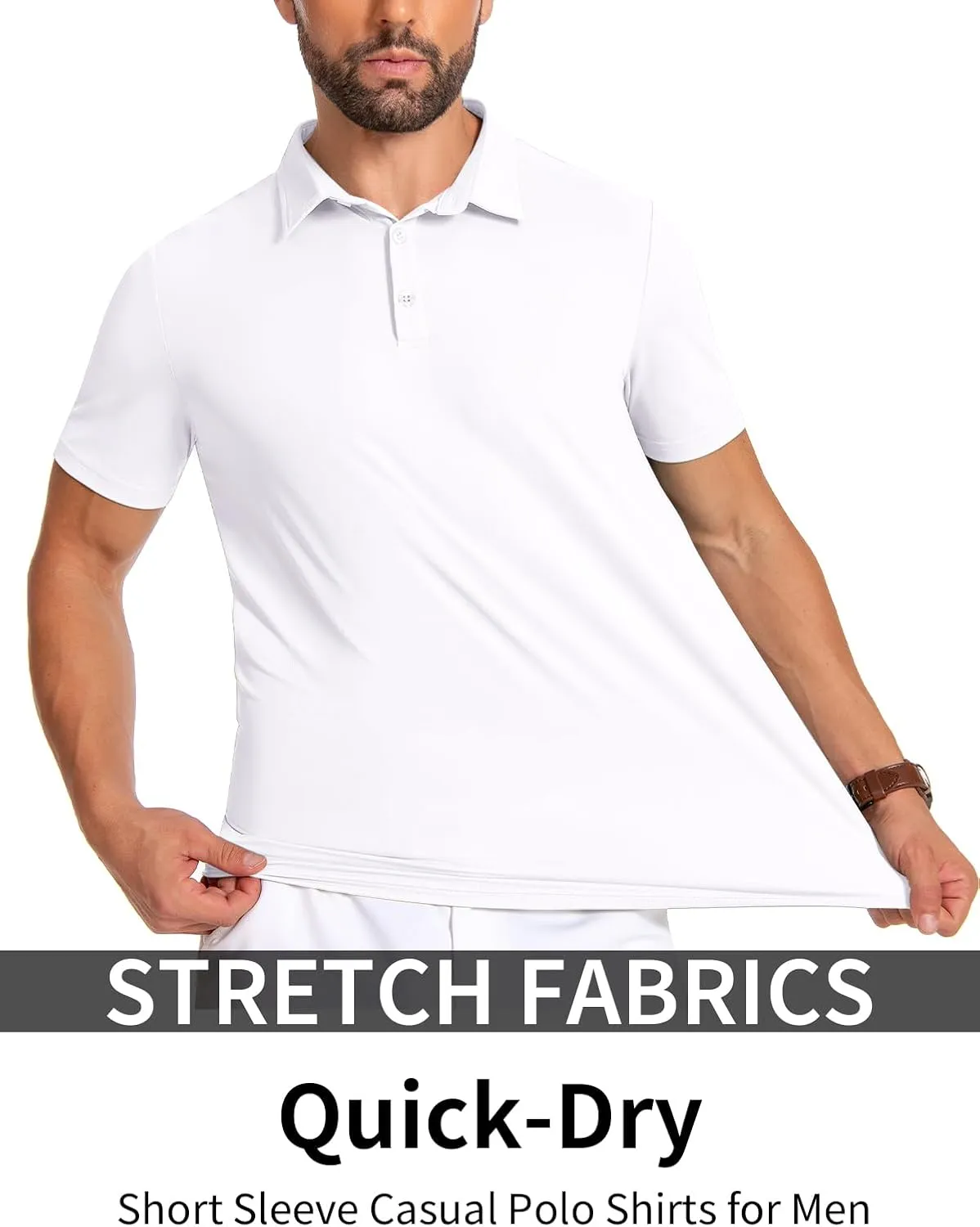 PEGENO Mens Polo Shirts Short Sleeve Golf Shirts Moisture Wicking Athletic Casual Polo Shirts