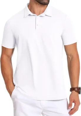 PEGENO Mens Polo Shirts Short Sleeve Golf Shirts Moisture Wicking Athletic Casual Polo Shirts