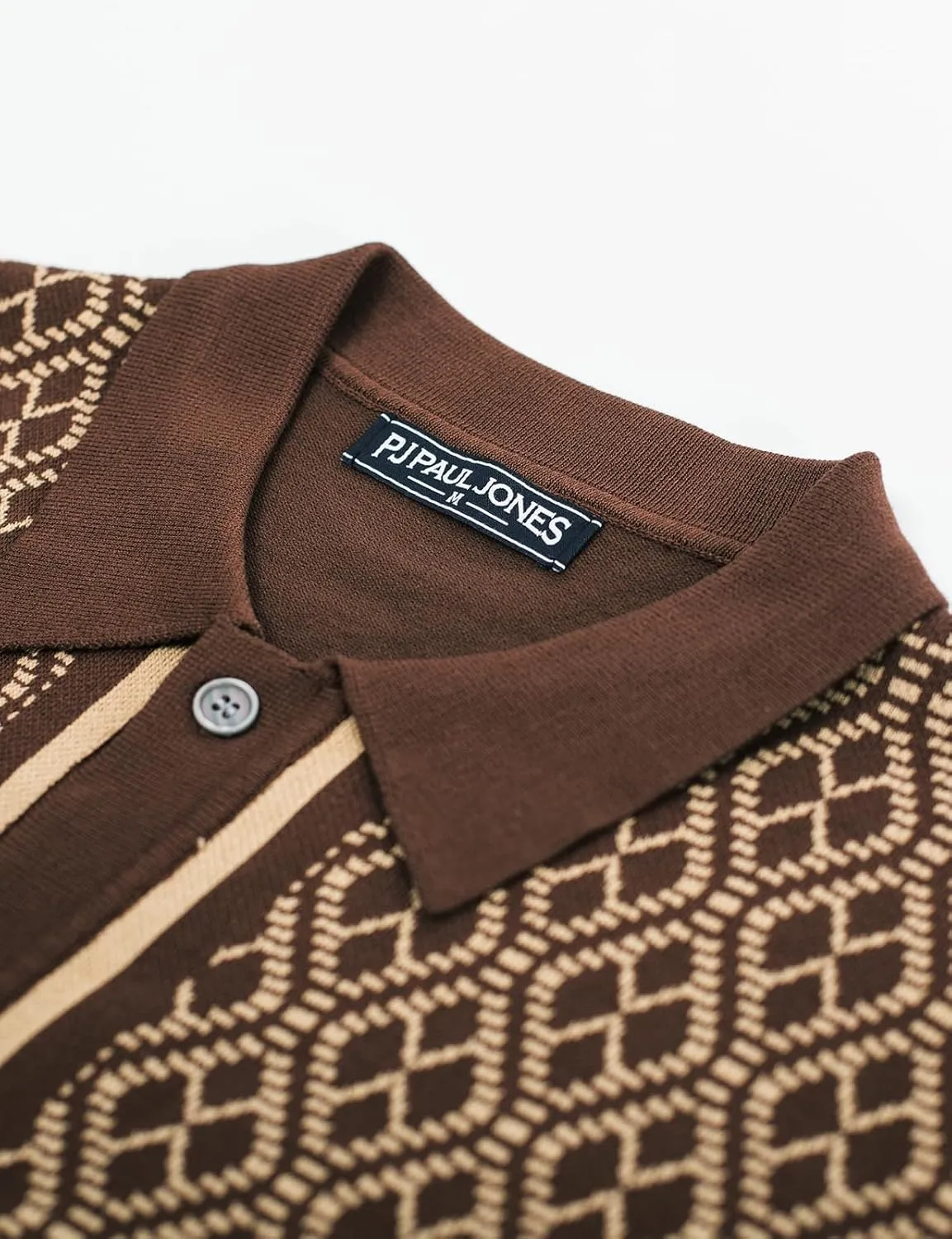 PJ PAUL JONES Men's Polo Shirts 70s Vintage Shirts Contrast Knitted Polo Shirts