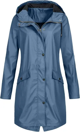 Rain Jackets for Women Oversized Waterproof Long Raincoats Windbreaker Casual Lightweight Outdoor Hooded Trench Coats