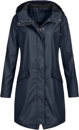 Rain Jackets for Women Oversized Waterproof Long Raincoats Windbreaker Casual Lightweight Outdoor Hooded Trench Coats