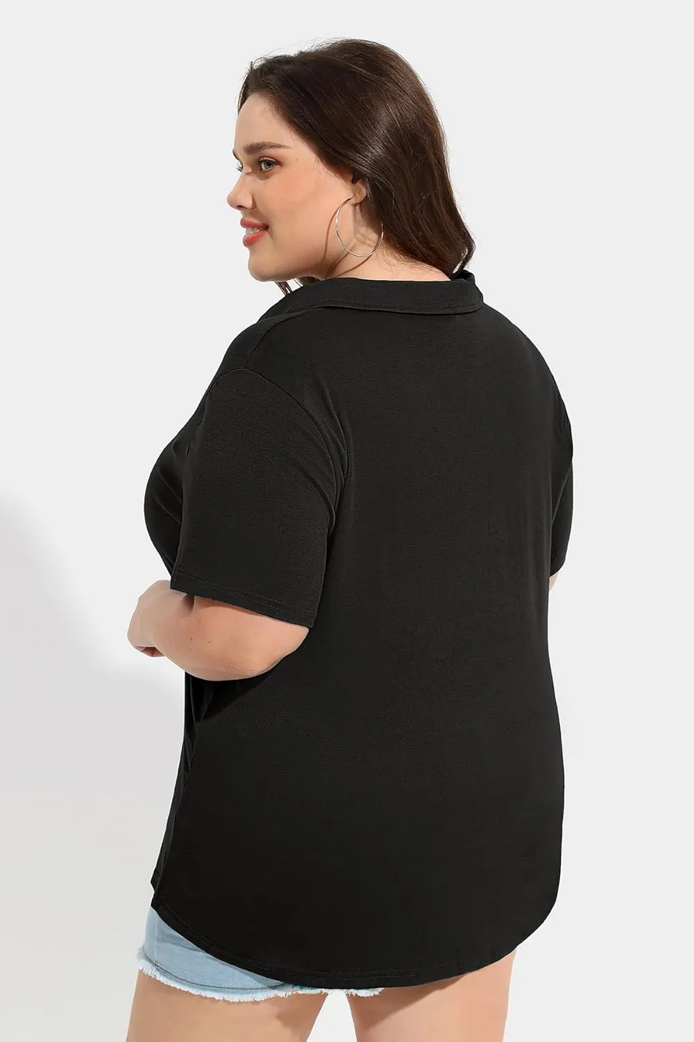 RITERA Plus Size Tops for Womens Polo Shirt Zipper Tshirt Office Business V Neck Tunic Work Blouses Dressy Collared Clothes