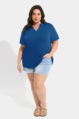 RITERA Plus Size Tops for Womens Polo Shirt Zipper Tshirt Office Business V Neck Tunic Work Blouses Dressy Collared Clothes