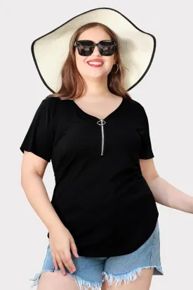 RITERA Plus Size Tops for Womens Polo Shirt Zipper Tshirt Office Business V Neck Tunic Work Blouses Dressy Collared Clothes