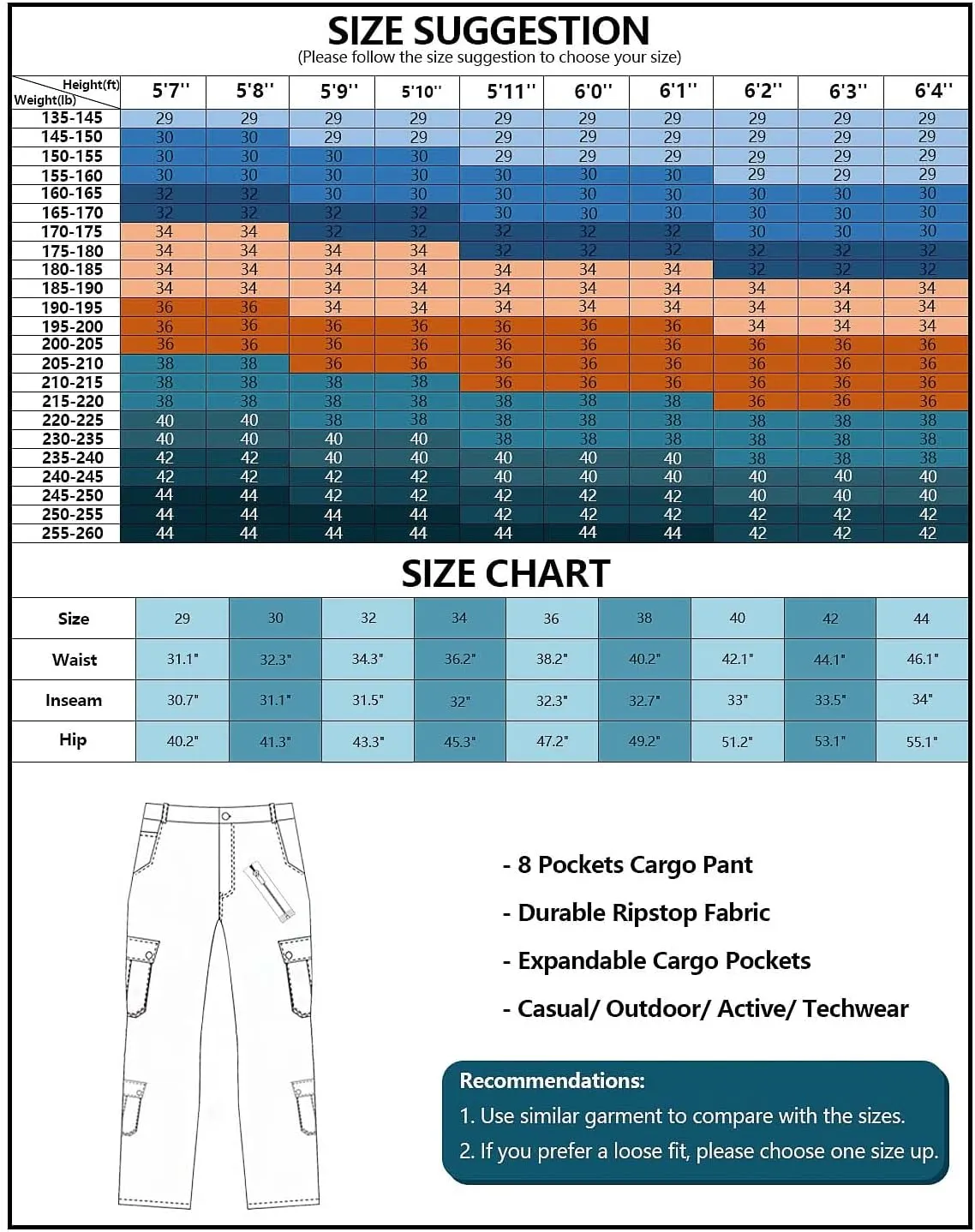 TRGPSG Men's Wild Cargo Pants, Camo Pants Cotton Casual Work Hiking Pants with 8 Pockets