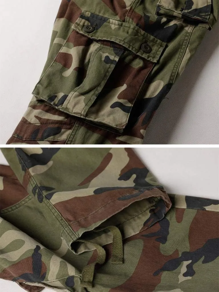 TRGPSG Men's Wild Cargo Pants, Camo Pants Cotton Casual Work Hiking Pants with 8 Pockets