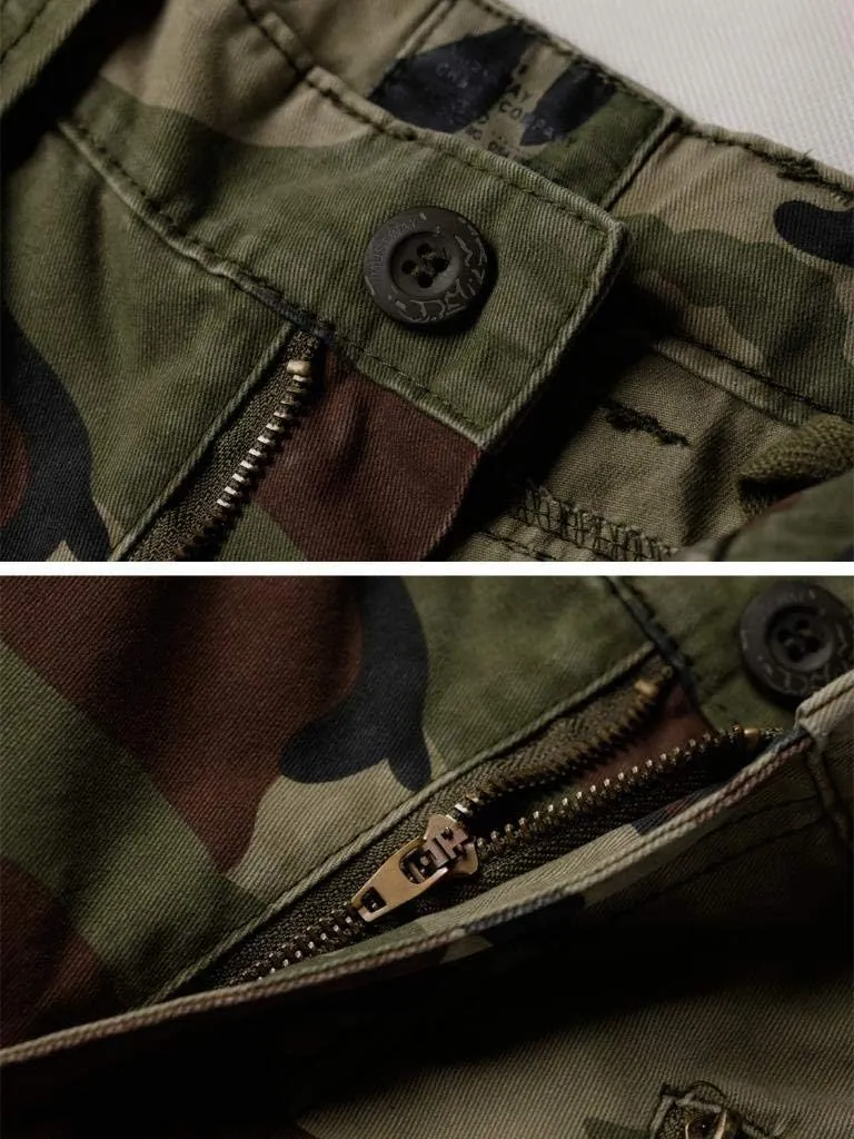 TRGPSG Men's Wild Cargo Pants, Camo Pants Cotton Casual Work Hiking Pants with 8 Pockets