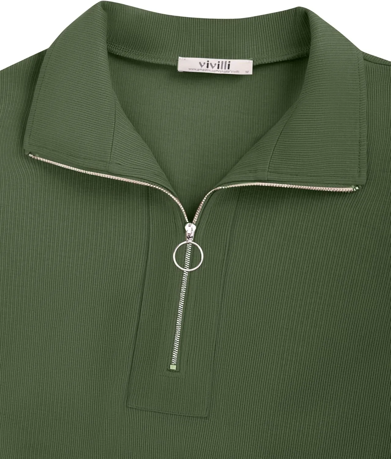 Vivilli Women's Short Sleeve Tops and Blouses Zipper Collar V Neck Business Casual Tops Loose Fit Tunic Shirt Polo Shirts