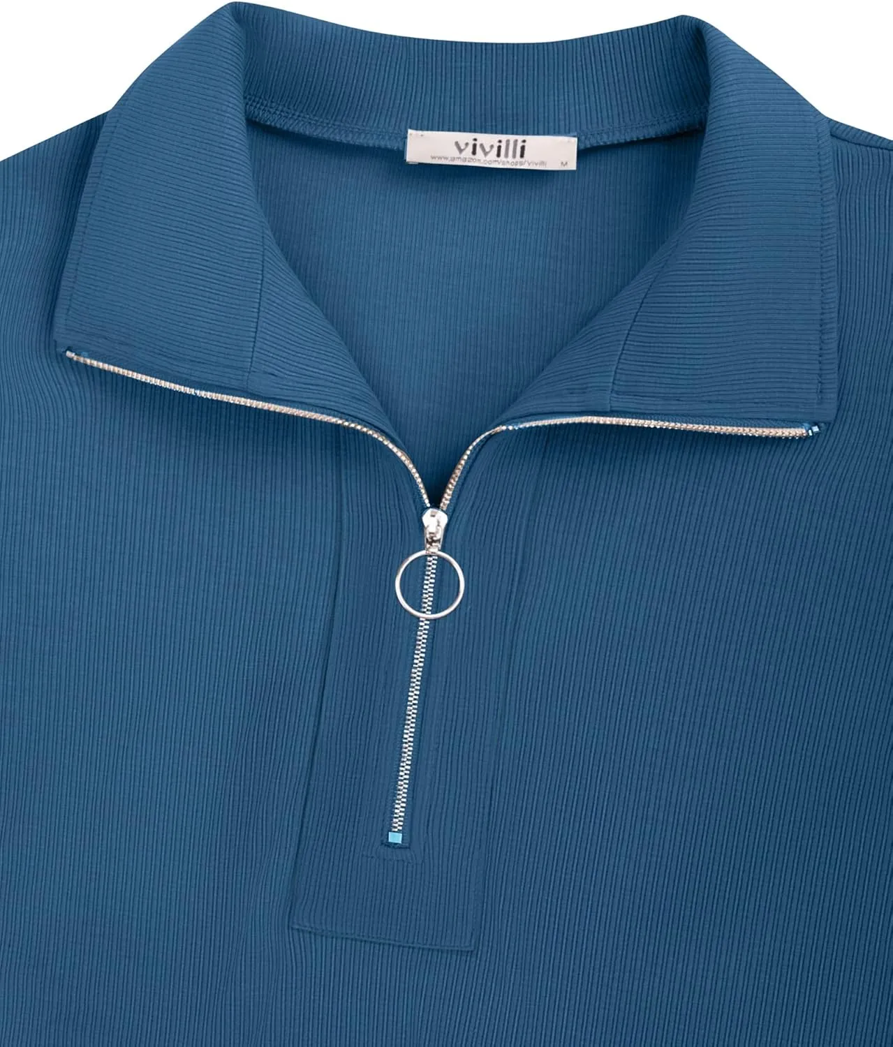 Vivilli Women's Short Sleeve Tops and Blouses Zipper Collar V Neck Business Casual Tops Loose Fit Tunic Shirt Polo Shirts